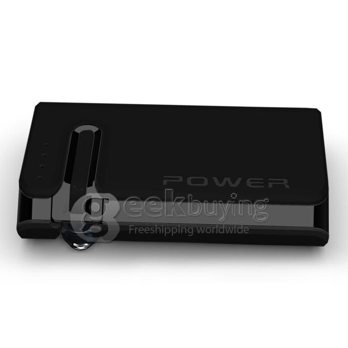 New Design 7500mA Powerbank With Bluetooth 3.0 Handsfree Headset Earphone for iPhone 6 Plus Mobile Phone-Black