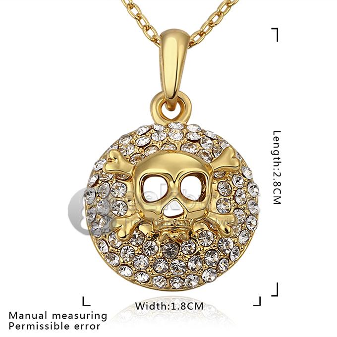 Creative Women Jewelry Fashion Skull Necklace with Rhinestones Decor - Golden