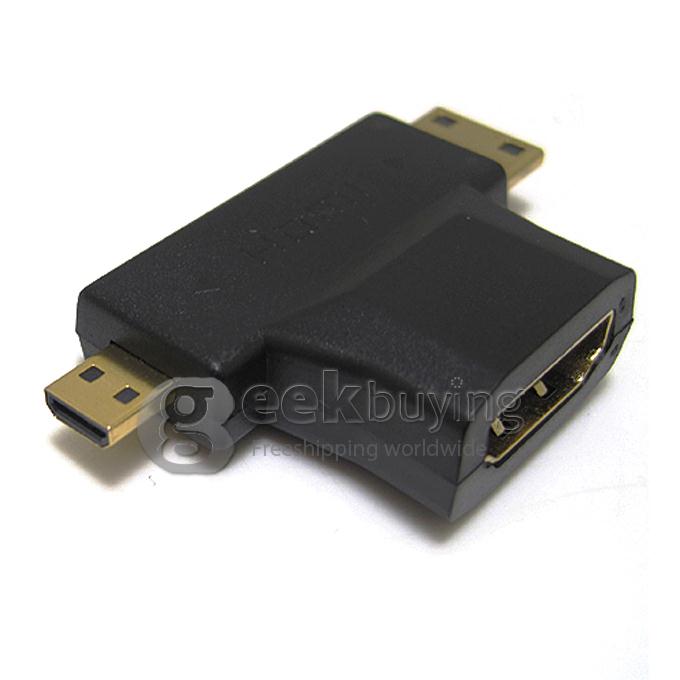 HDMI Extend Adapter Converter HDMI Female to Mini HDMI Male Micro HDMI Male for HDTV/Home Theater/DVD Player/HDMI Device Black