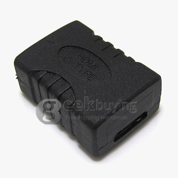 HDMI Extend Adapter Converter Mini HDMI Female to Mini HDMI Female 180 Degree for HDTV/Home Theater/DVD Player - Black