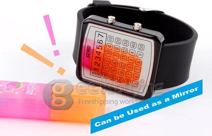 Unisex Creative Digital Display Colorful LED Rubber Watchband Wrist Watch - White