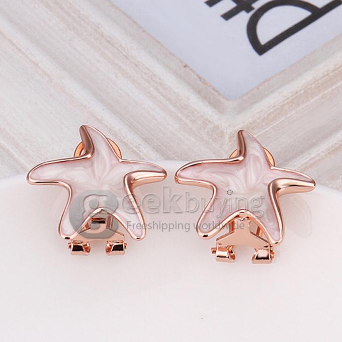 Fashion Women Jewelry Small Starfish Shaped Earrings - Rose Golden