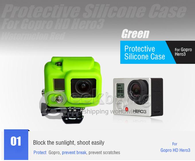 Silicone Protective Dirtproof Soft Rubber Case Cover Skin for Gopro HD Hero 3+ / 3 Camera (Green)