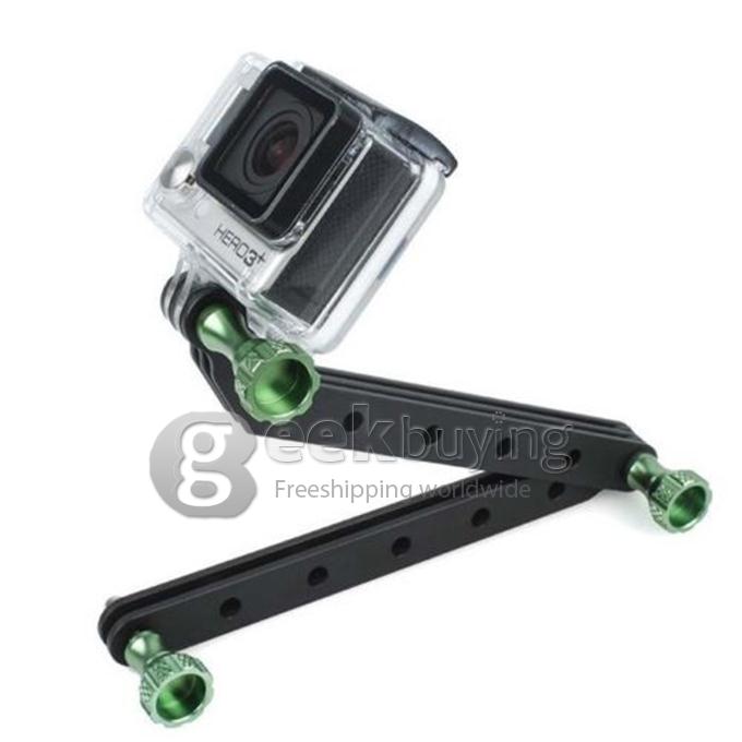 CNC Aluminum Alloy Extension Arm and Screw Mount Kits for Gopro HD Camera Hero 3+ / 3 / 2 (Black + Green)