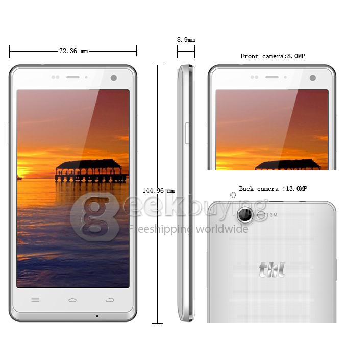 THL Ultrathin 4400 5.0inch MTK6582 Quad core Smartphone IPS HD Screen 1GB 4GB 13.0MP Android 4.2 4400mAh OTG Miracast—White