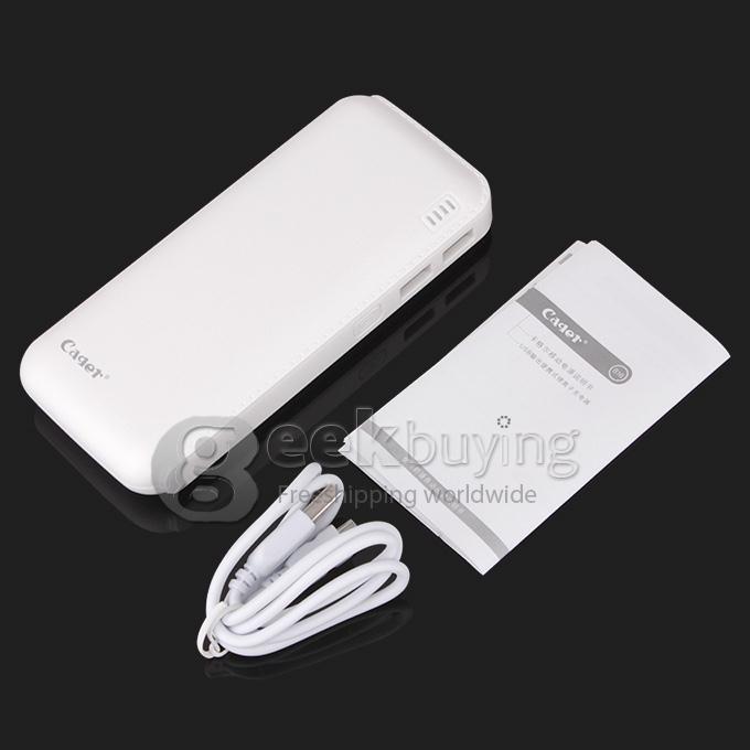 Cager B16 12000mAh Mobile Power Bank with Built-in LCD for iPhone6 Plus, iPad, Cellphones, MP3, MP4 - White