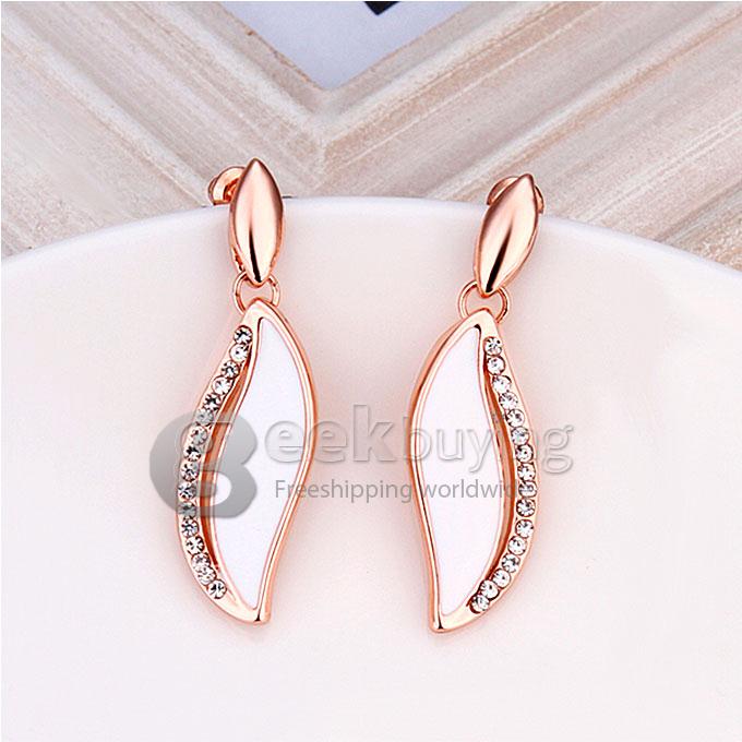 Fashion Long Pattern Earrings Ear Pins with Rhinestones for Women Lady