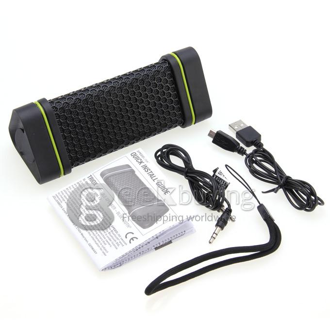 Portable Shockproof Wireless Remote Control Bluetooth Stereo Speaker - Black