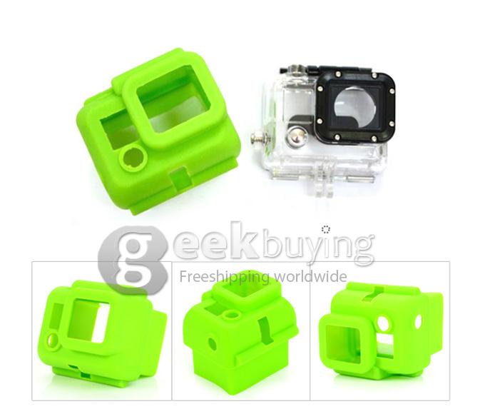 Silicone Protective Dirtproof Soft Rubber Case Cover Skin for Gopro HD Hero 3+ / 3 Camera (Green)