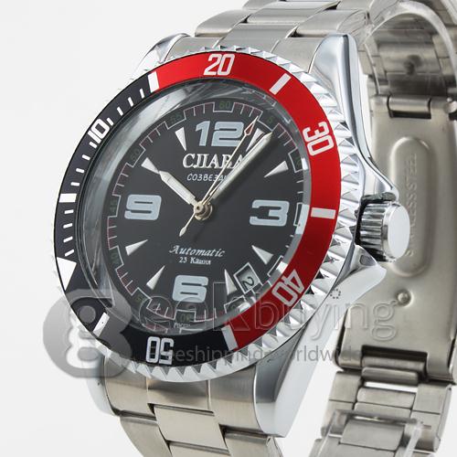 Men's Alloy Watchband Mechanical Wrist Watch with Calendar