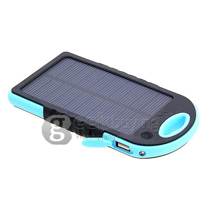 5000mA Waterproof Dust Proof Strong Shockproof Solar Power Bank External Battery Pack Charger f Cellphone iPhone6 Plus - Blue