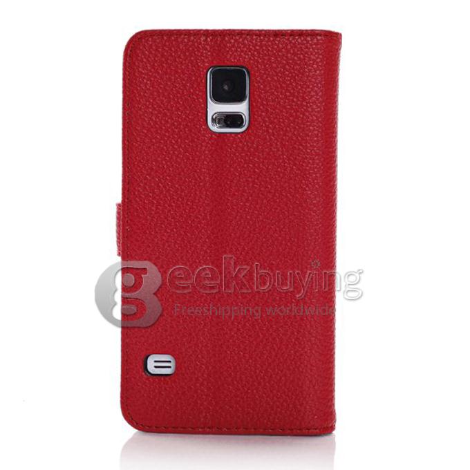 New Flip PU Leather Smart Cover Stand Wallet Case for Samsung Galaxy S5 i9600 - Red