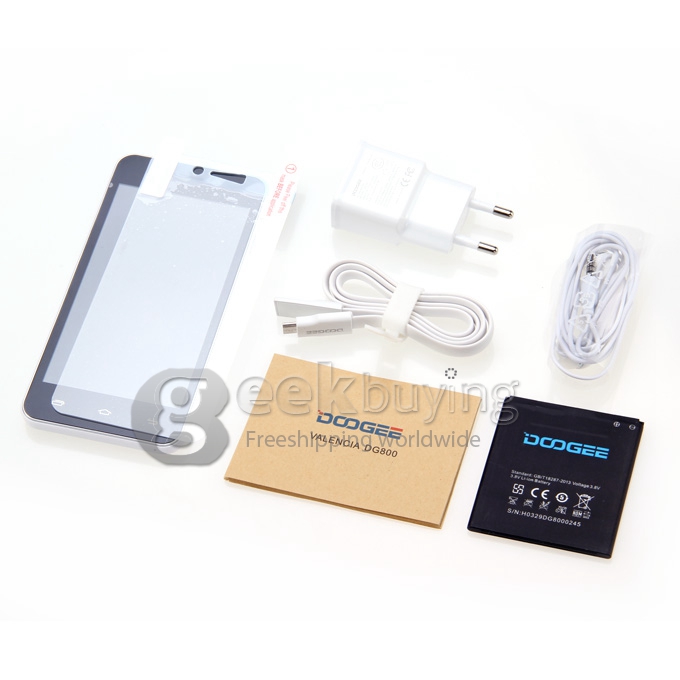 Doogee Valencia DG800 MTK6582 Quad Core 1.3GHz 4.5 Inch Android 4.4 OS Smartphone 1GB RAM 8GB ROM IPS QHD Screen 13.0MP 3G GPS OTG OTA Back Touch White