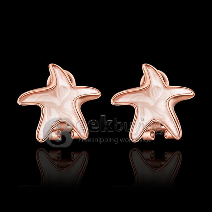 Fashion Women Jewelry Small Starfish Shaped Earrings - Rose Golden