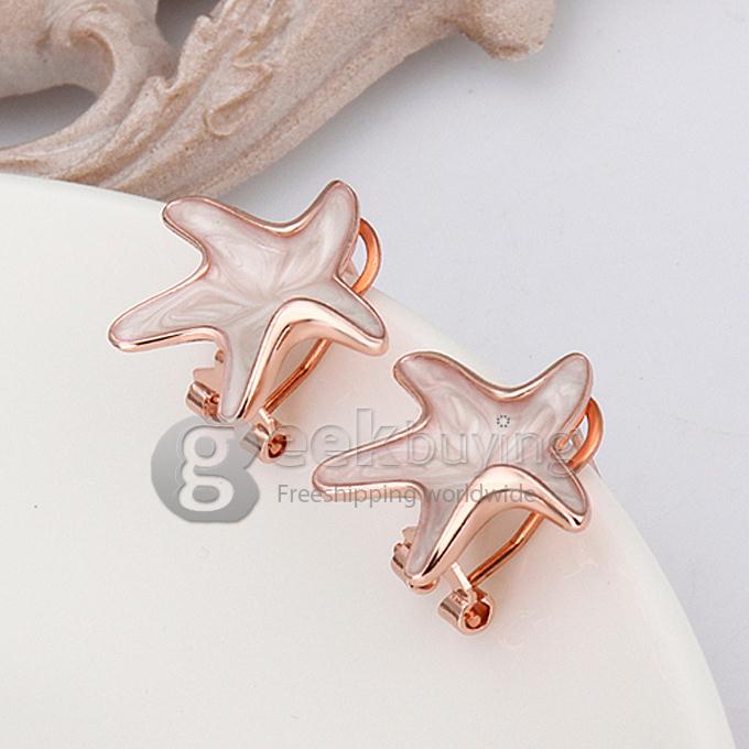 Fashion Women Jewelry Small Starfish Shaped Earrings - Rose Golden