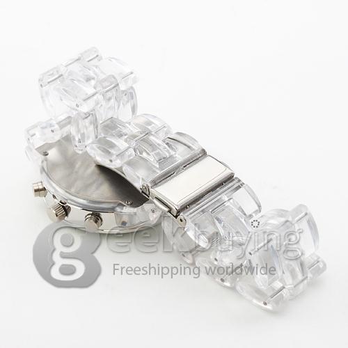Women's Transparent Plastic Watchband Quartz Analog Wrist Watch