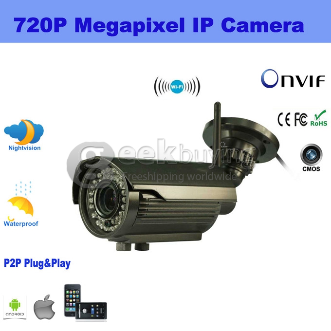 Outdoor IPCC-B14 P2P 720P H.264 ONVIF Waterproof Wireless Wifi IP Cloud Camera with IR-Cut Night Vision and Motion Detection