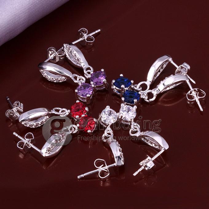 Fashion Inlaid Stone Lips Earrings - Purple Gem