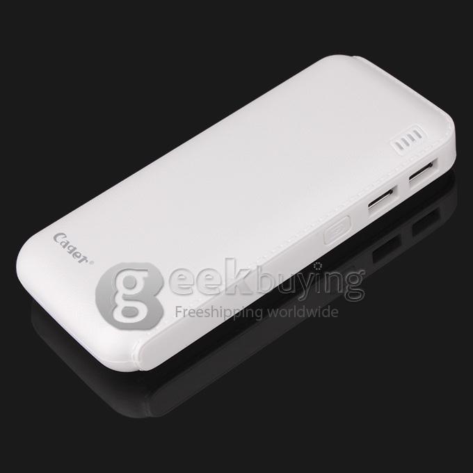 Cager B16 12000mAh Mobile Power Bank with Built-in LCD for iPhone6 Plus, iPad, Cellphones, MP3, MP4 - White