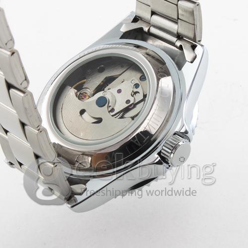 Men's Alloy Watchband Mechanical Wrist Watch with Calendar