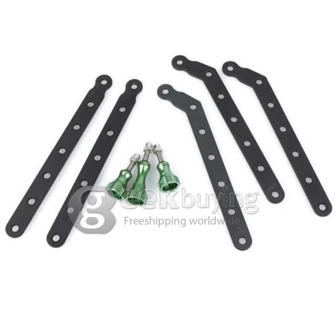 CNC Aluminum Alloy Extension Arm and Screw Mount Kits for Gopro HD Camera Hero 3+ / 3 / 2 (Black + Green)