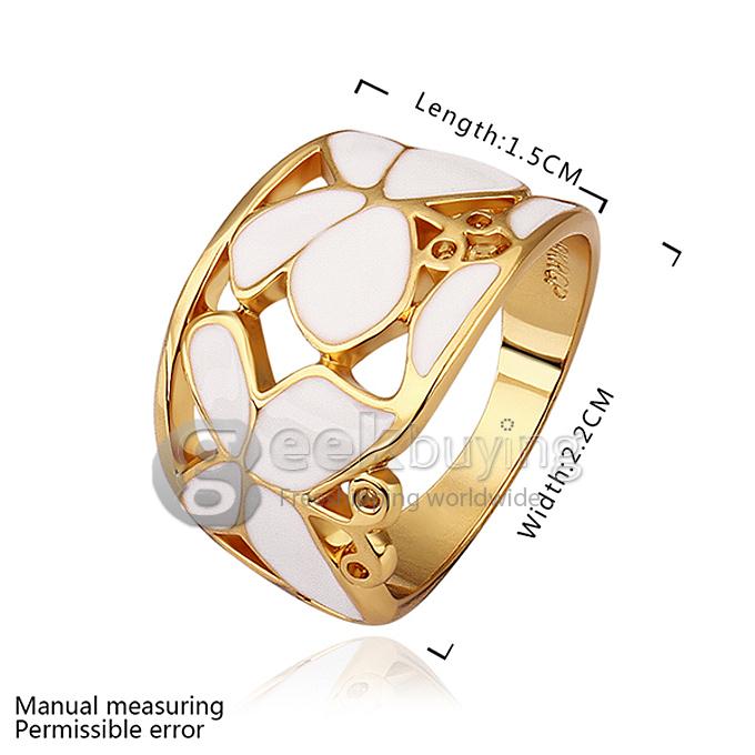 Fashion Women Jewelry Retro Hollow Out Butterfly Rings Size 8 - Golden + White