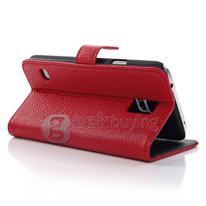 New Flip PU Leather Smart Cover Stand Wallet Case for Samsung Galaxy S5 i9600 - Red