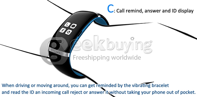 L12S OLED Bluetooth 3.0 Bracelet Wrist Watch Design for IOS iPhone Samsung and Android Smart Phone -Yellow