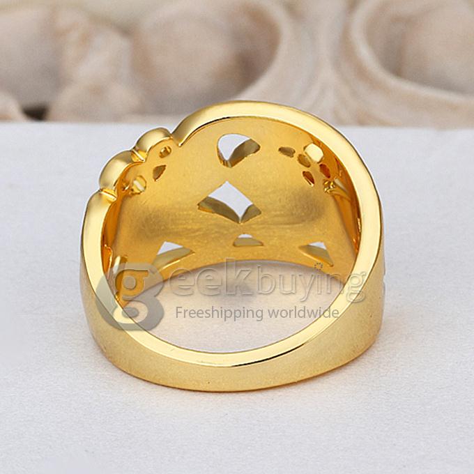 Fashion Women Jewelry Retro Hollow Out Butterfly Rings Size 8 - Golden + White