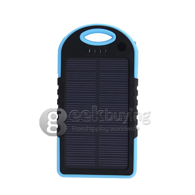 5000mA Waterproof Dust Proof Strong Shockproof Solar Power Bank External Battery Pack Charger f Cellphone iPhone6 Plus - Blue