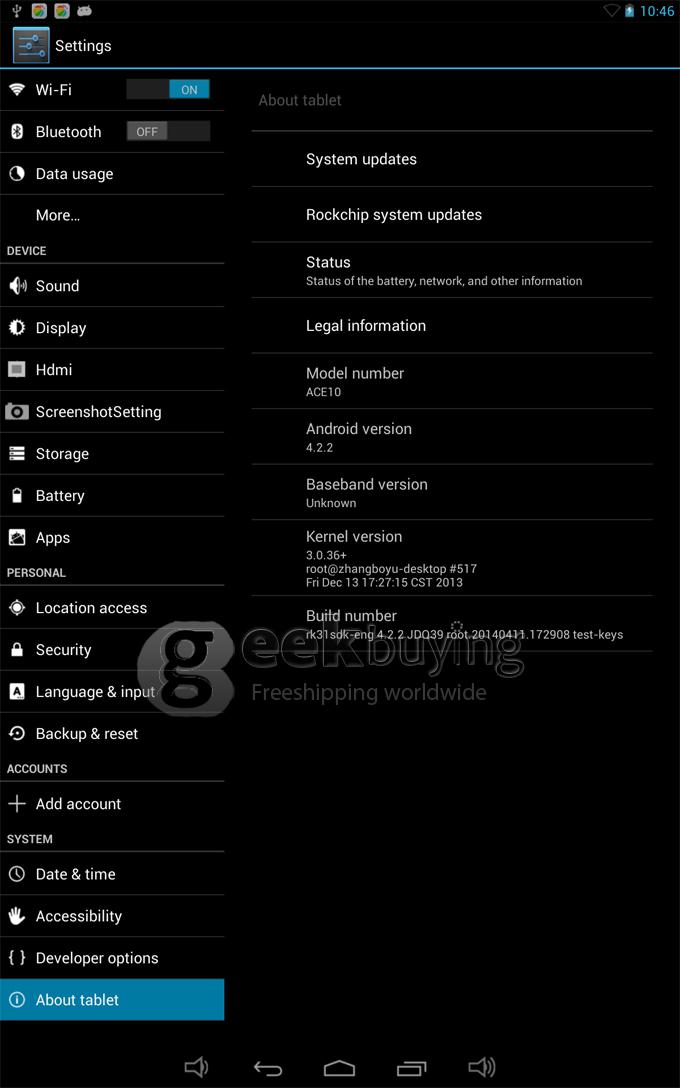 Venstar ACE 10 RK3188 1.6GHz 10.1 inch Tablet PC Android 4.2 Quad Core IPS Capacitive Touch Screen 1920*1200 2+16G White