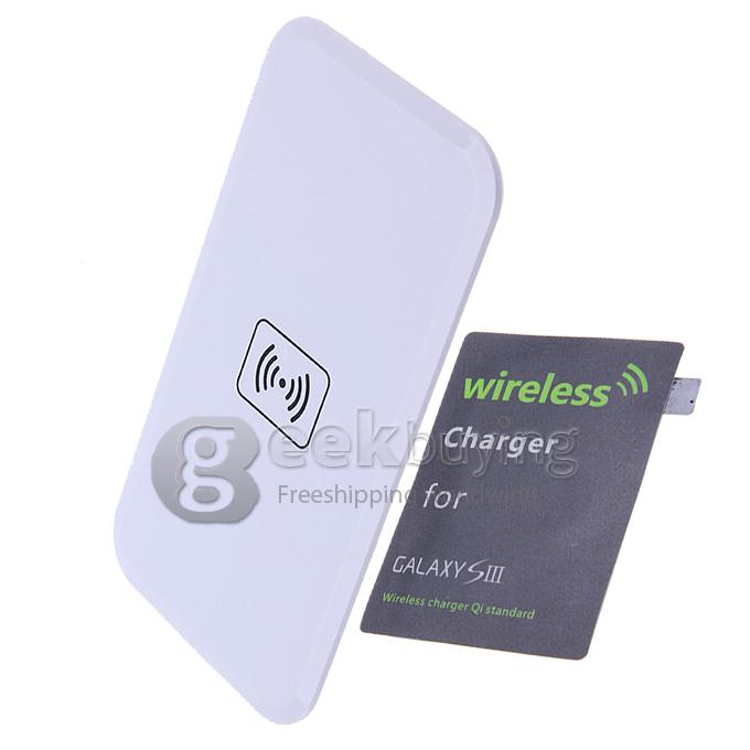 Qi Wireless Charging Pad with Wireless Receiver for Galaxy S3 White