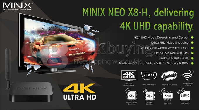 Bundle Deal MINIX NEO X8-H (X8H) Amlogic S802-H Quad Core Google Android 4.4 TV BOX + Tronsmart TSM01 English Version Air Mouse & Keyboard