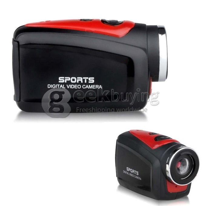 F22 720P HD Mini Sports Action Camera Helmet Camcorder 30M Waterproof 1.3 Mega Pixels 120 Degree Wide Angle with 2 Mounts (Red)