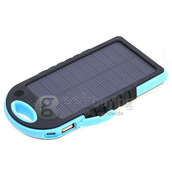 5000mA Waterproof Dust Proof Strong Shockproof Solar Power Bank External Battery Pack Charger f Cellphone iPhone6 Plus - Blue