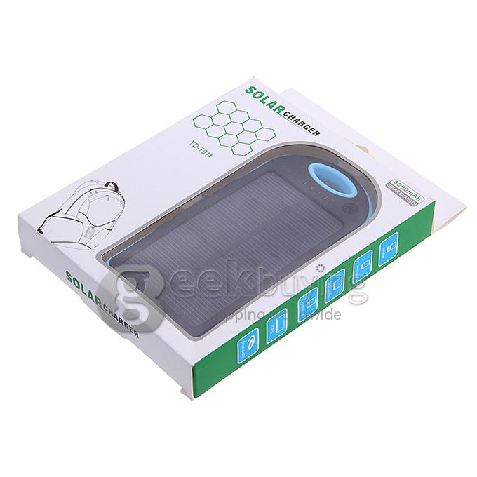 5000mA Waterproof Dust Proof Strong Shockproof Solar Power Bank External Battery Pack Charger f Cellphone iPhone6 Plus - Blue