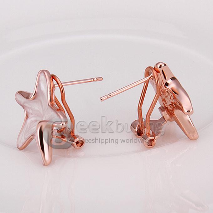 Fashion Women Jewelry Small Starfish Shaped Earrings - Rose Golden