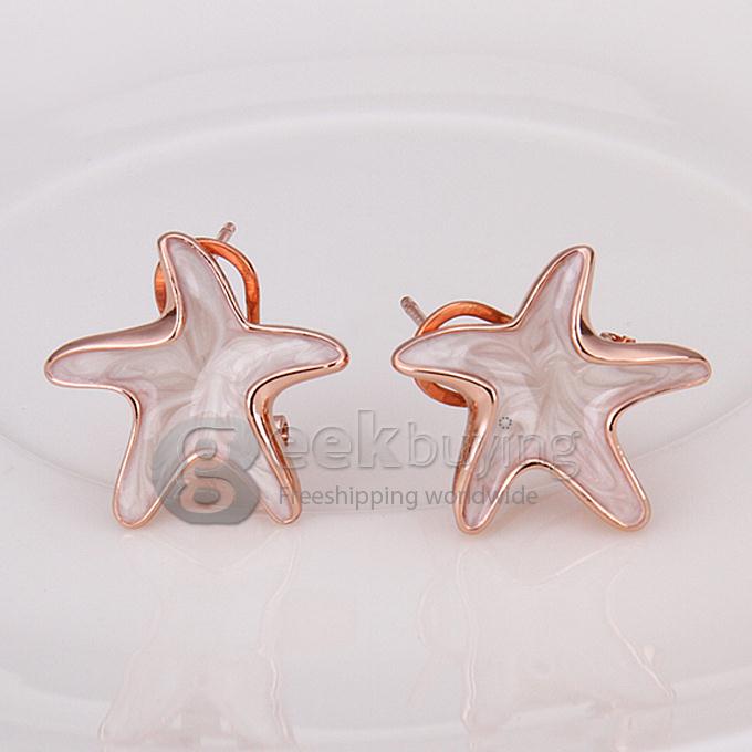 Fashion Women Jewelry Small Starfish Shaped Earrings - Rose Golden