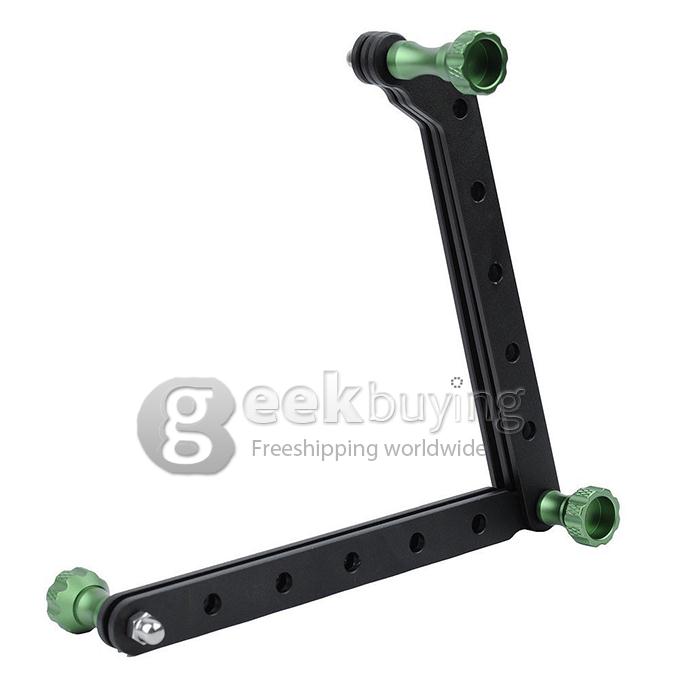 CNC Aluminum Alloy Extension Arm and Screw Mount Kits for Gopro HD Camera Hero 3+ / 3 / 2 (Black + Green)