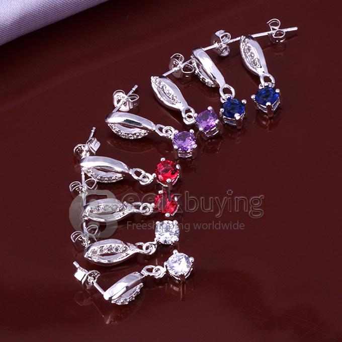 Fashion Inlaid Stone Lips Earrings - Purple Gem