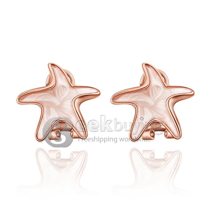 Fashion Women Jewelry Small Starfish Shaped Earrings - Rose Golden