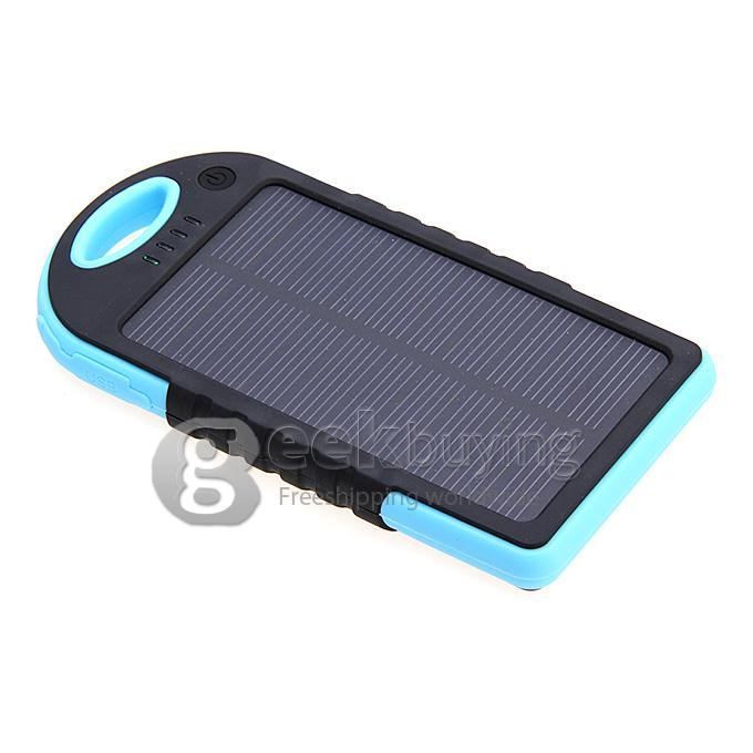 5000mA Waterproof Dust Proof Strong Shockproof Solar Power Bank External Battery Pack Charger f Cellphone iPhone6 Plus - Blue