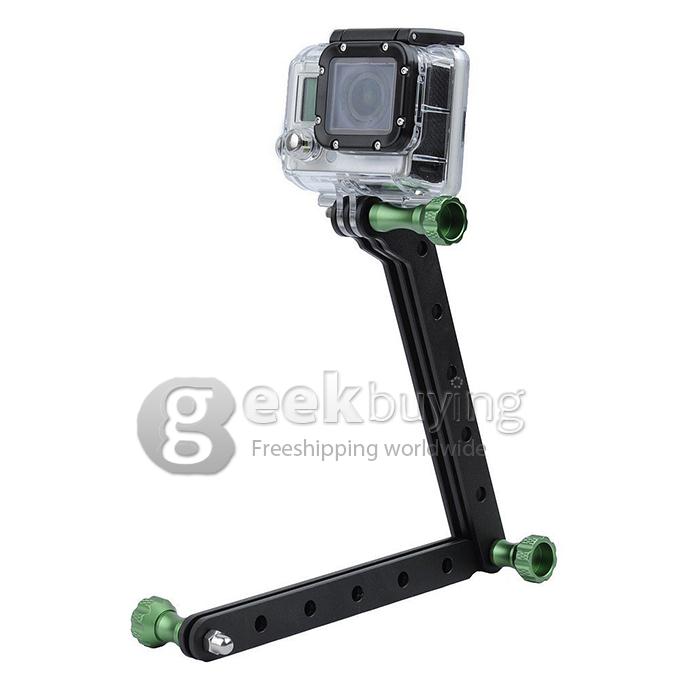 CNC Aluminum Alloy Extension Arm and Screw Mount Kits for Gopro HD Camera Hero 3+ / 3 / 2 (Black + Green)
