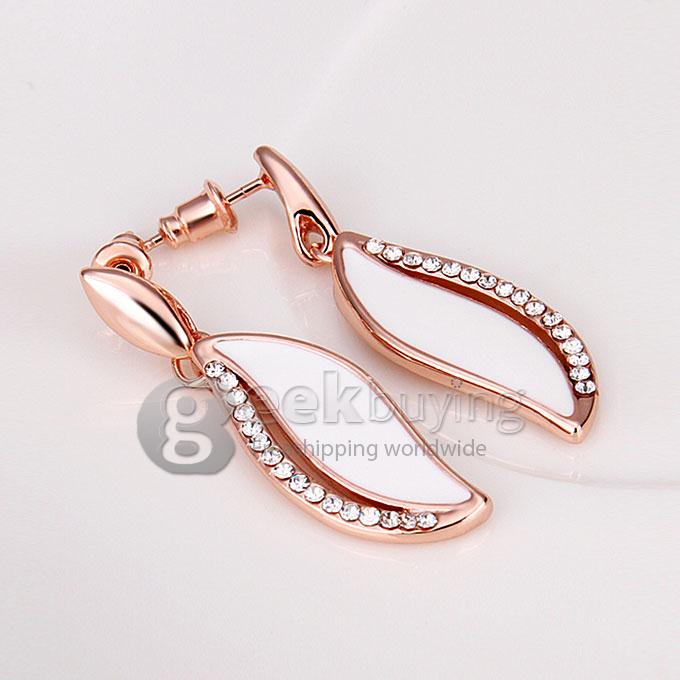 Fashion Long Pattern Earrings Ear Pins with Rhinestones for Women Lady