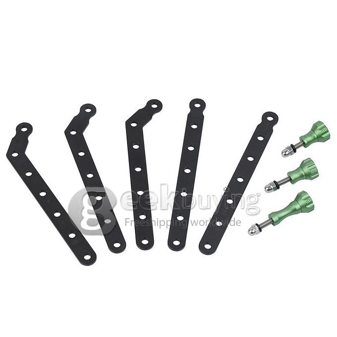 CNC Aluminum Alloy Extension Arm and Screw Mount Kits for Gopro HD Camera Hero 3+ / 3 / 2 (Black + Green)