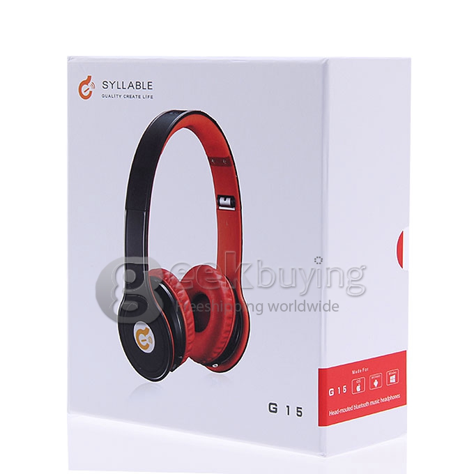 Syllable G15 Folding Design Wireless Bluetooth V2.0 Stereo Headphones with Mic Black + Red