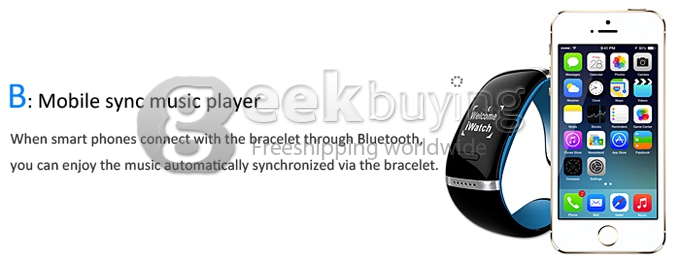 L12S OLED Bluetooth 3.0 Bracelet Wrist Watch Design for IOS iPhone Samsung and Android Smart Phone -Yellow