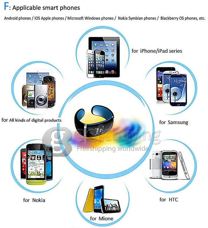 L12S OLED Bluetooth 3.0 Bracelet Wrist Watch Design for IOS iPhone Samsung and Android Smart Phone -Yellow