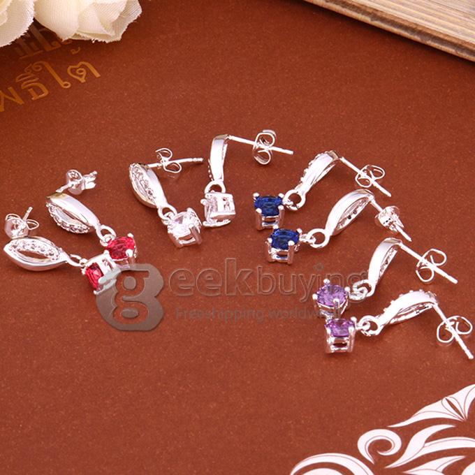 Fashion Inlaid Stone Lips Earrings - Purple Gem