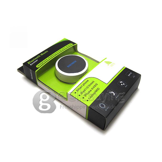 Portable Mini Bluetooth 3.0 EDR Music Mic Audio Receiver Partner For iphone5s i9600 S5 iPhone6 Plus - White